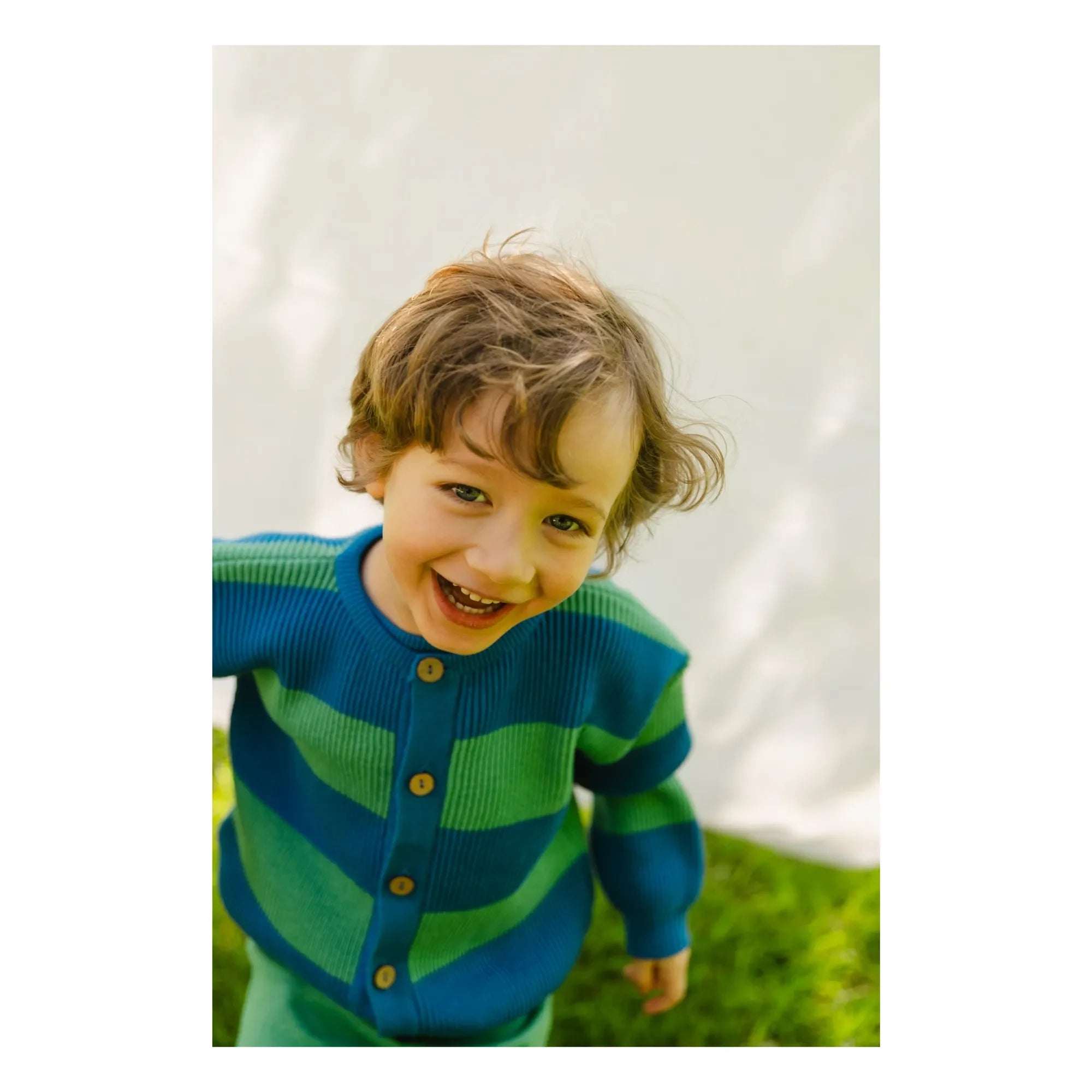 Bayiri - Striped Organic Cotton Snake Cardigan | Blue