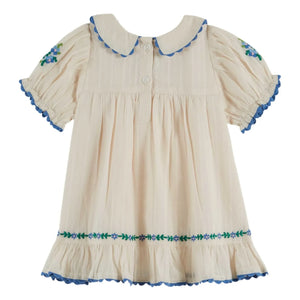 Emile et Ida - Embroidered Claudine Neckline Dress | Cream