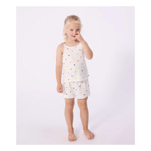 Petit Bateau - Heart Print Short Pajama Tank Top | White