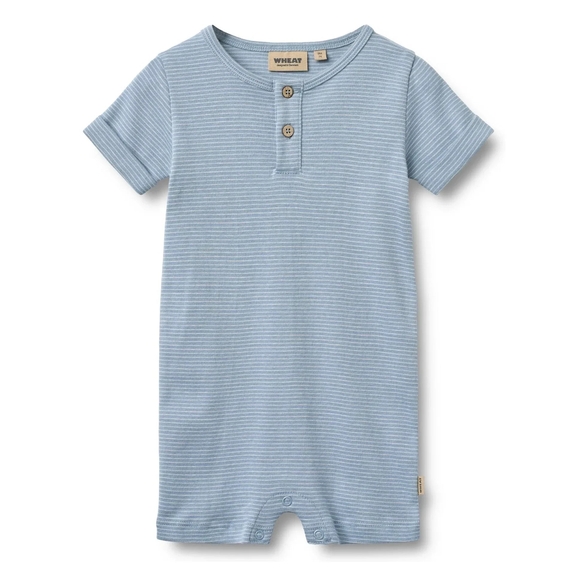 Wheat - Organic cotton Alfred striped bodysuit | Light Blue