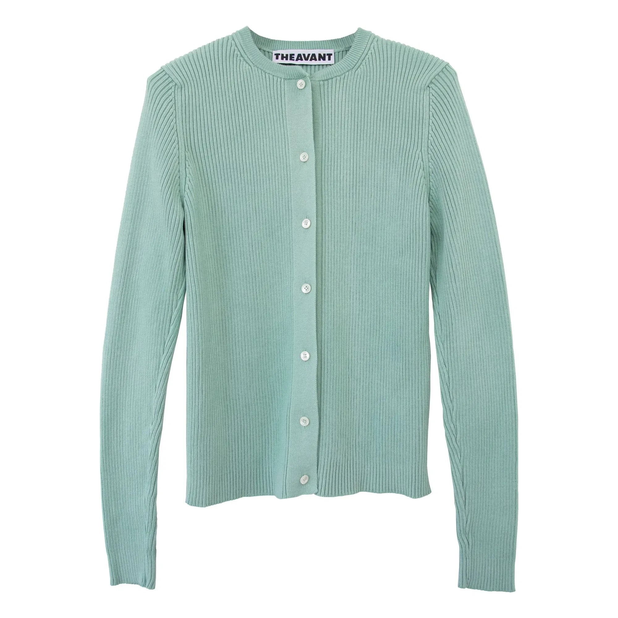 THEAVANT - Saint Etienne Ribbed Cardigan | Greenish Blue