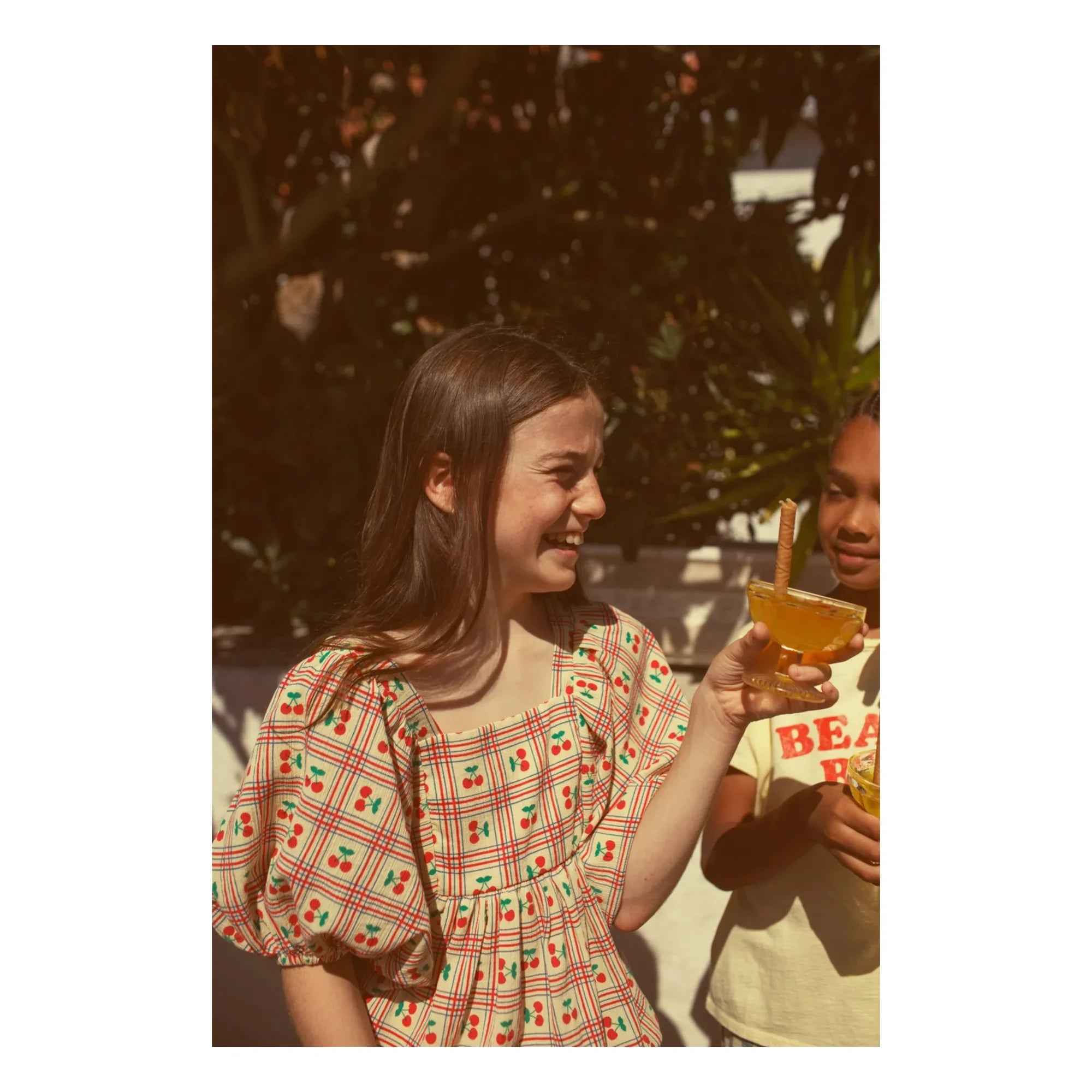 Piupiuchick - Yellow | Ruffled Cherry Pattern Blouse