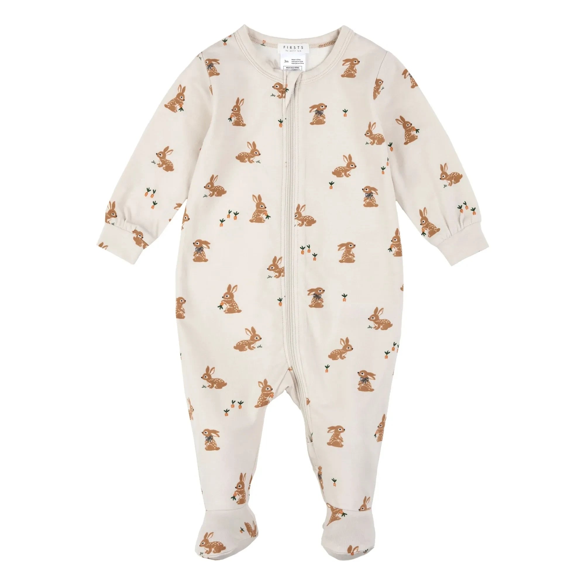 Petit Lem - Organic Cotton and Modal Pajamas, Bunny Paws | Beige