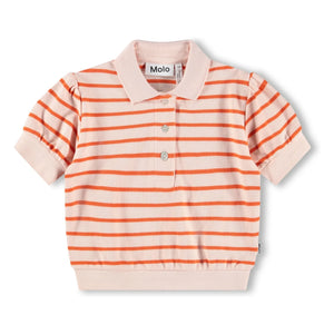 Molo - Raki Striped Organic Cotton Polo Shirt | Light Pink