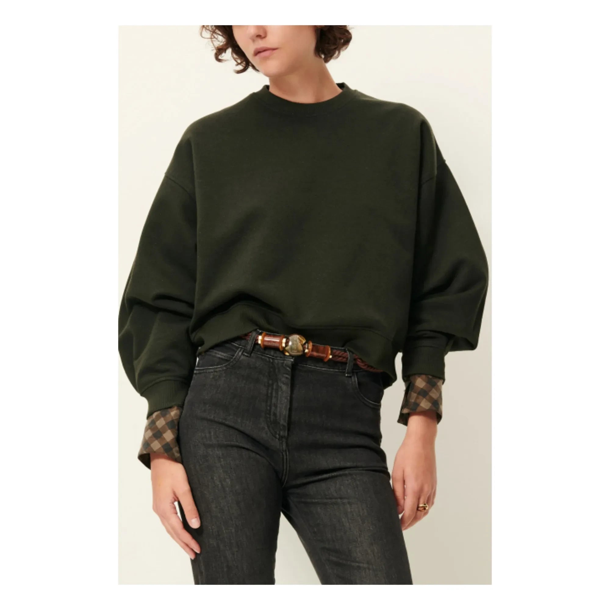 Sessùn - Yuki Metallic Sweatshirt | Dark Green