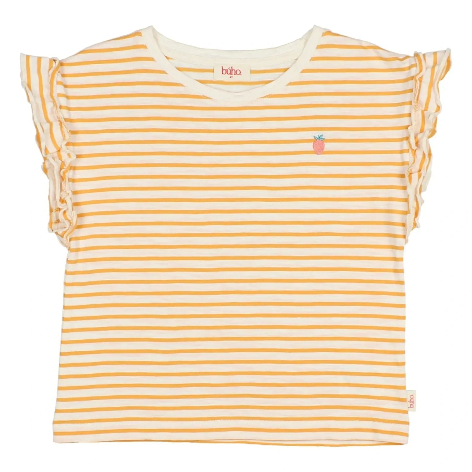 Búho - Striped Strawberry Organic Cotton T-Shirt | Yellow