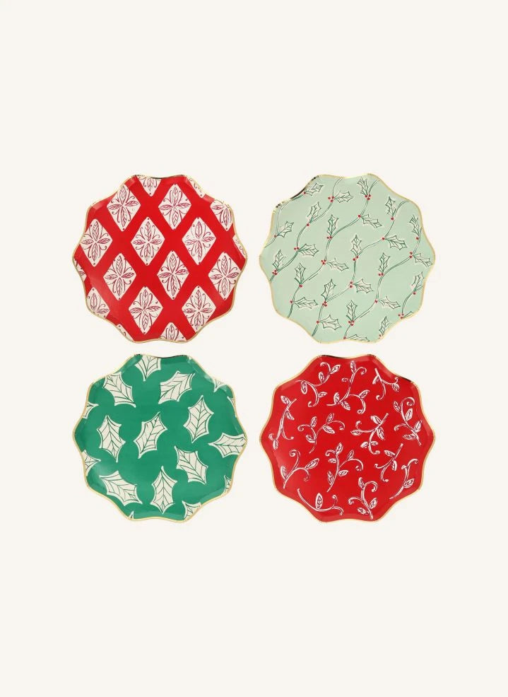 Meri Meri - Block Printed Christmas Plates - Set of 8