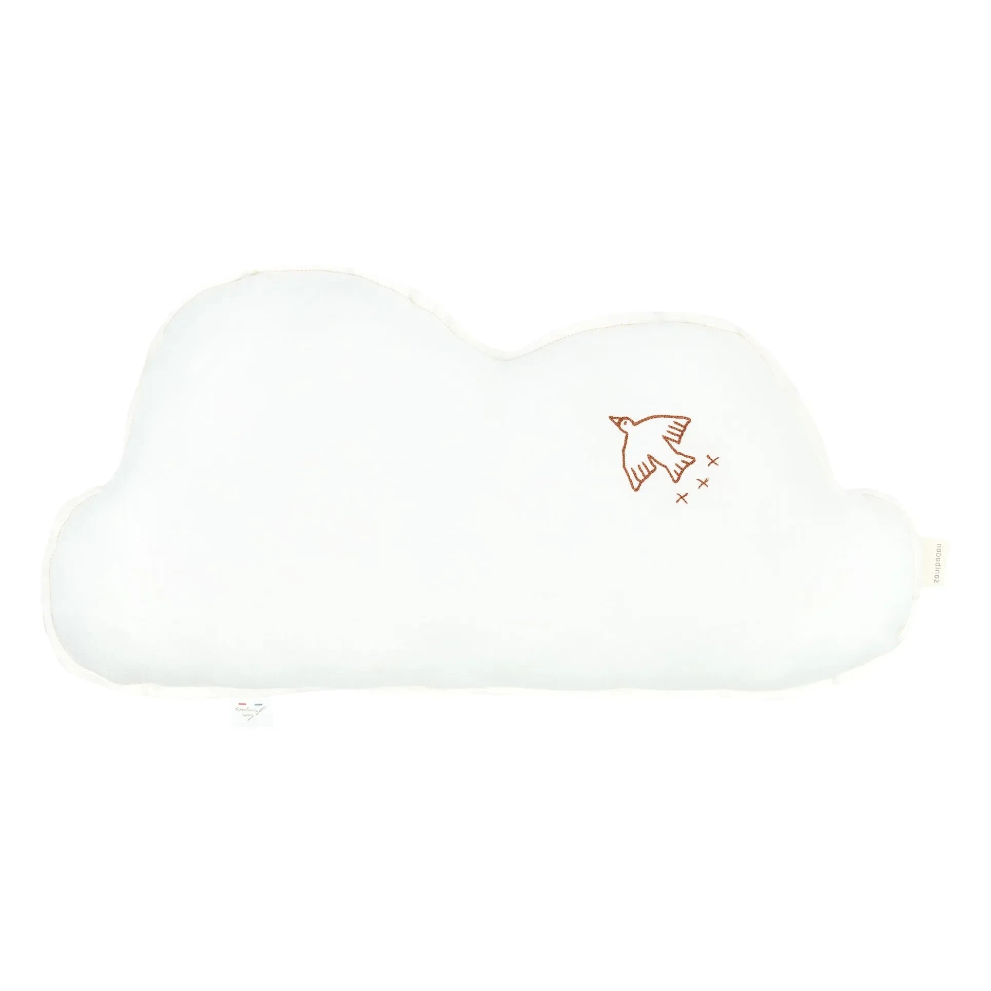 Nobodinoz - Cloud Pillow with Bird Embroidery - French Linen | Ecru
