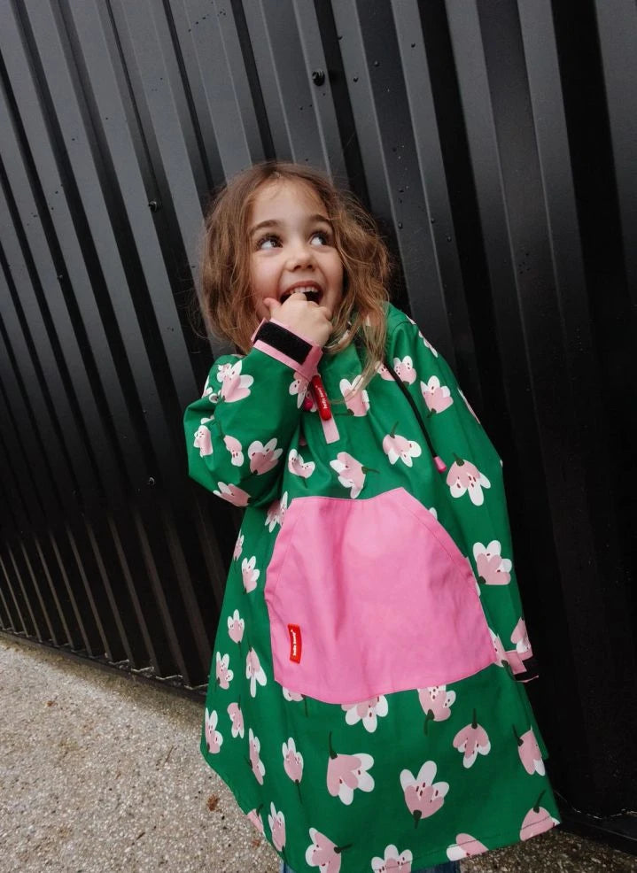 Hello Hossy - Floral Pattern Raincoat Poncho | Green