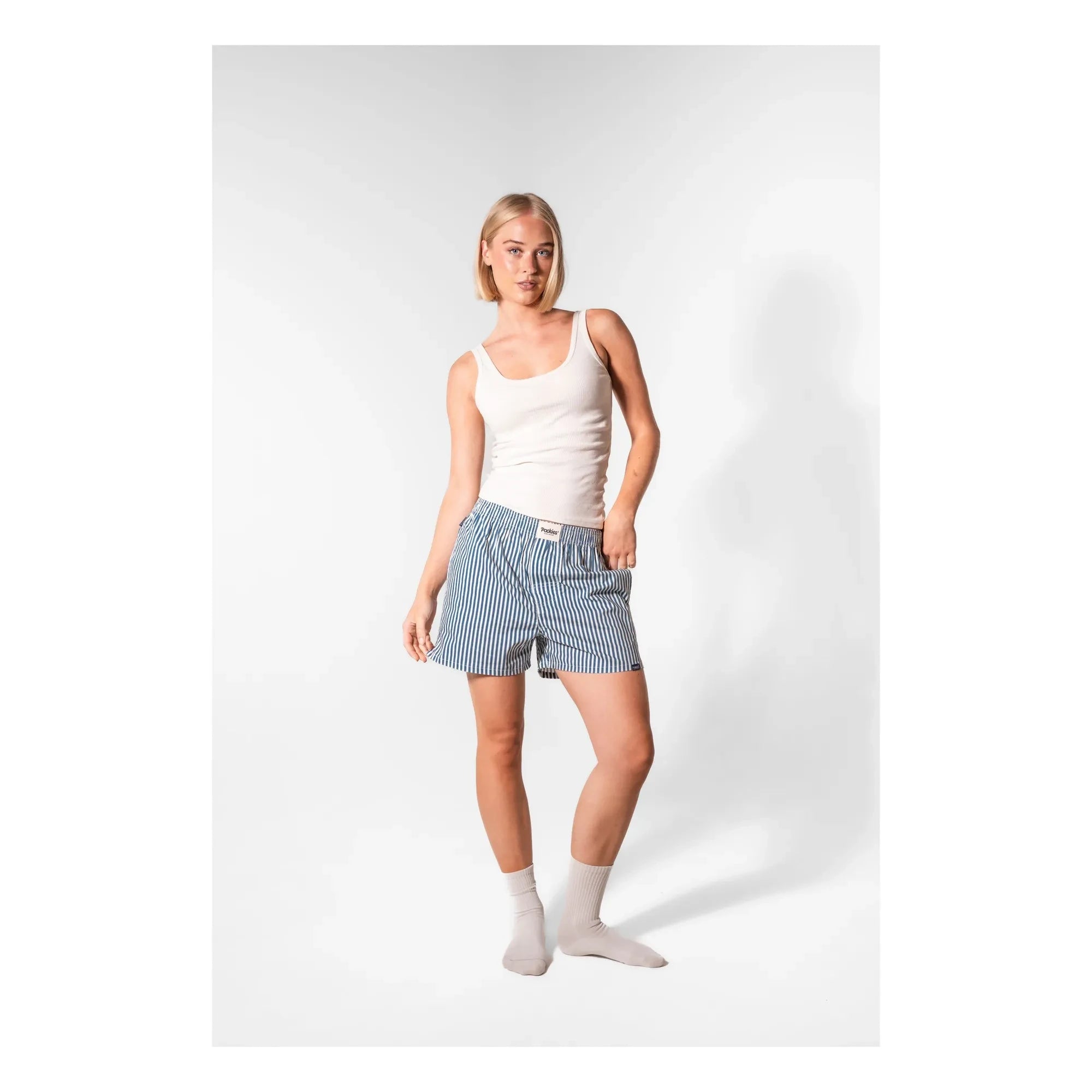 Pockies - Boyfriend Striped Boxer | Blue