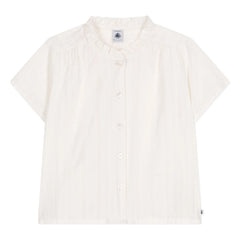 Petit Bateau - Bichou Blouse Organic Cotton Poplin | White