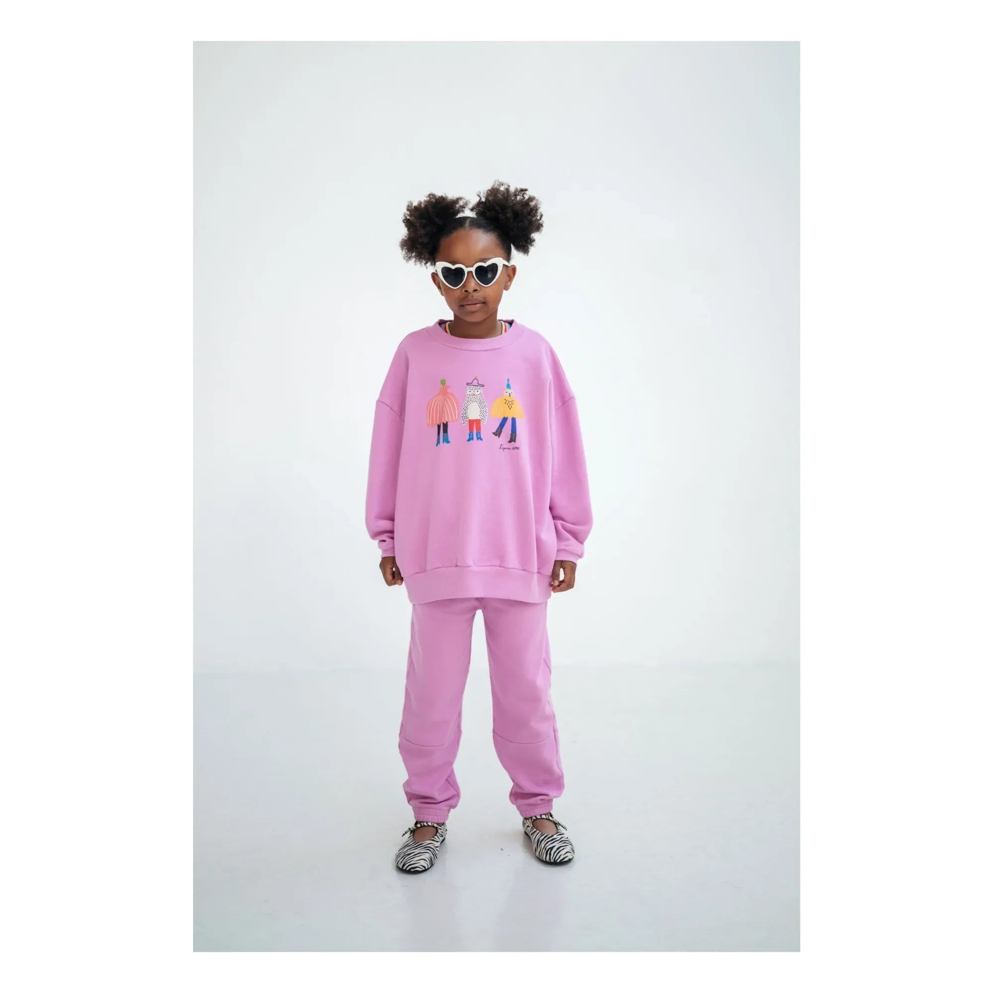 Repose AMS - Oversized Sweat Cozydrop Oiseaux Organik Pamuk | Pembe