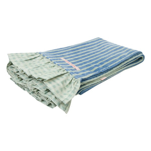 Jera Mini - Striped Ruffle Towel Beach Towel | Almond green