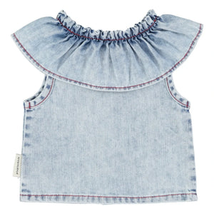 Piupiuchick - Etoile Denim Sleeveless Blouse | Washed Blue