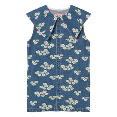 Tinycottons - Denim Oversized Collar Daisy Dress | Blue