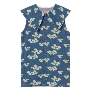 Tinycottons - Denim Oversized Collar Daisy Dress | Blue