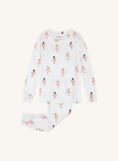 Petit Lem - Modal and Organic Cotton Figure Skater Print Pajamas | Ecru