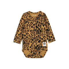 Mini Rodini - Leopar Desenli Uzun Kollu Tulum | Bej