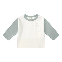 Quincy Mae - Lune Organic Cotton Raglan T-Shirt | Gray Blue