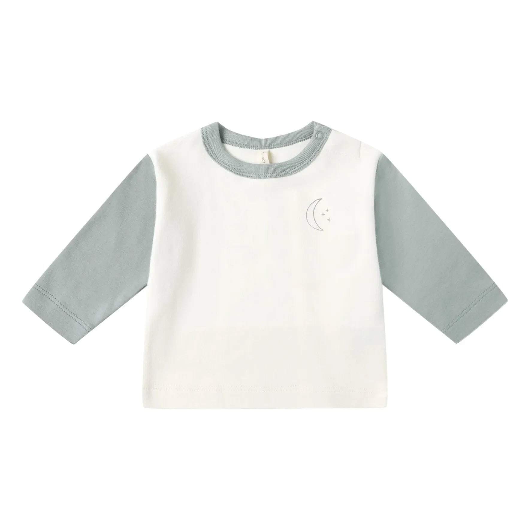 Quincy Mae - Lune Organic Cotton Raglan T-Shirt | Gray Blue