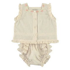 Bebe Organic - Luna Ruffle Top & Bloomers Set | Ecru