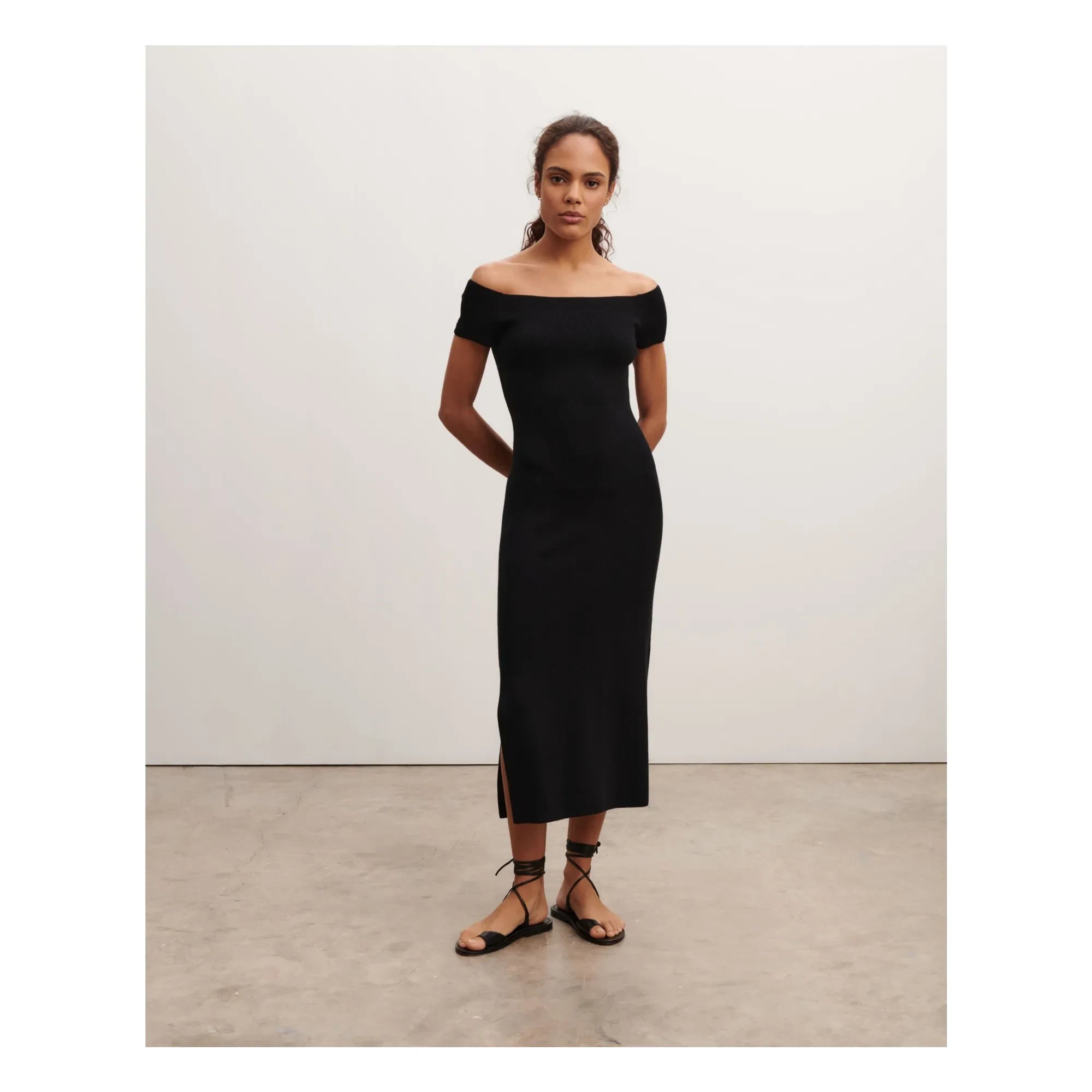 Bompard - Silk and Cashmere Bardot Neck Dress | Black