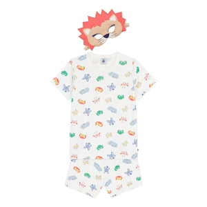 Petit Bateau - Organic Cotton Lion Masked and Short Pajama Set | White
