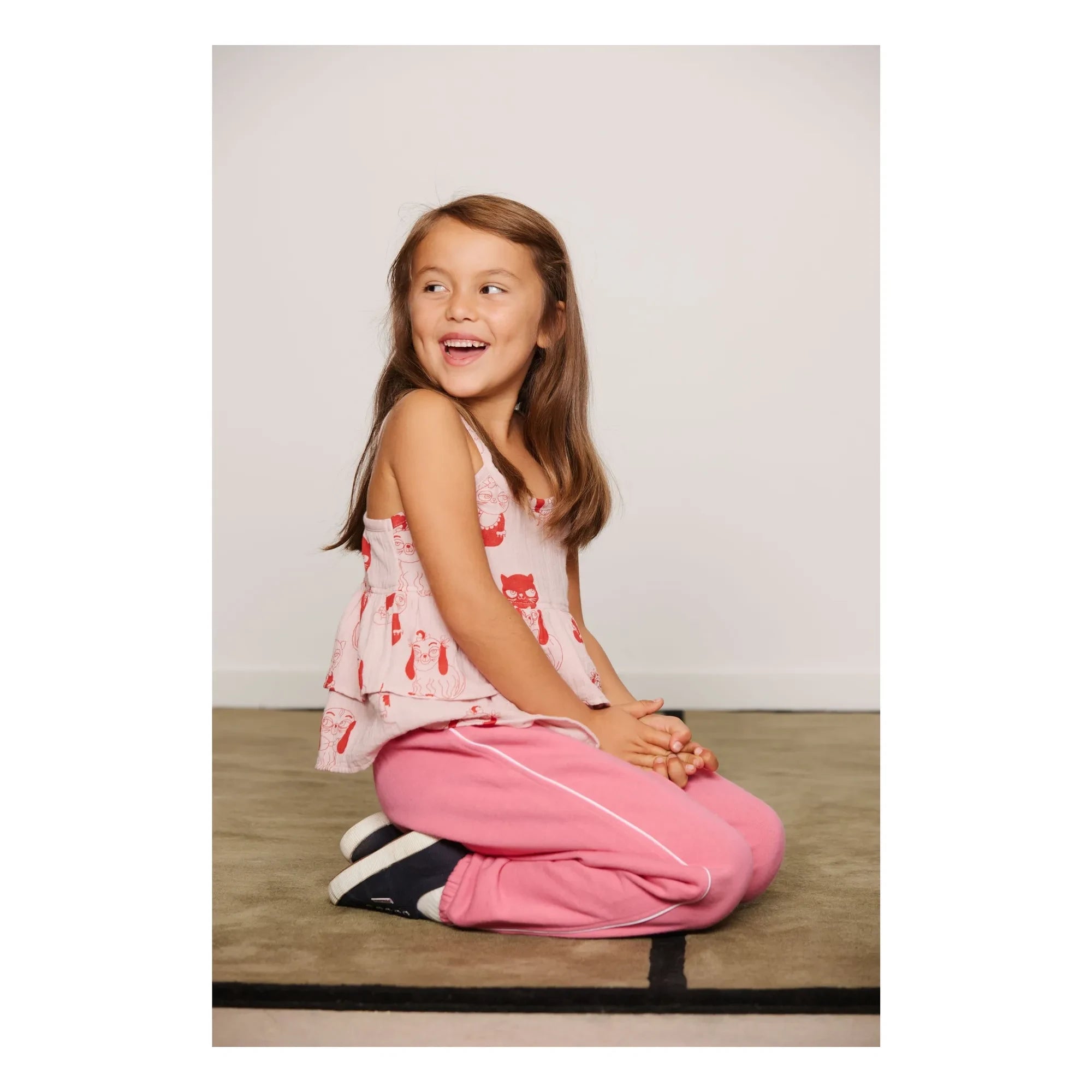 Mini Rodini - Organic Cotton Animal Print Ruffled Top | Pink