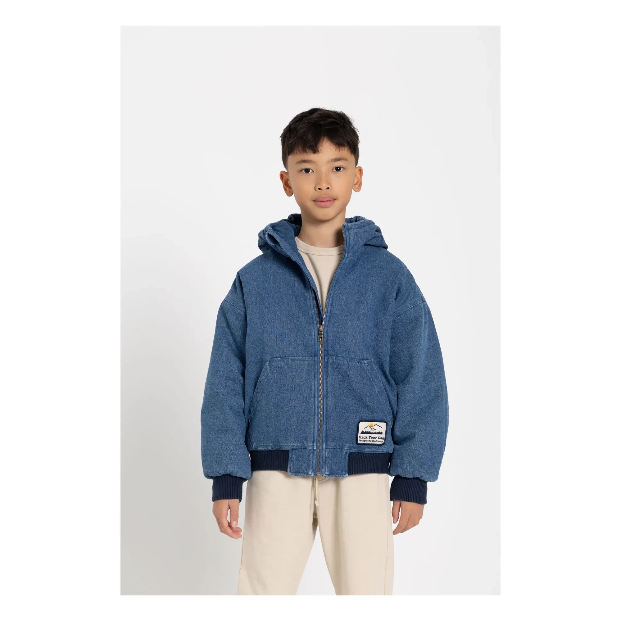 Hundred Pieces - Denim Matte Hooded Jacket | Denim Blue