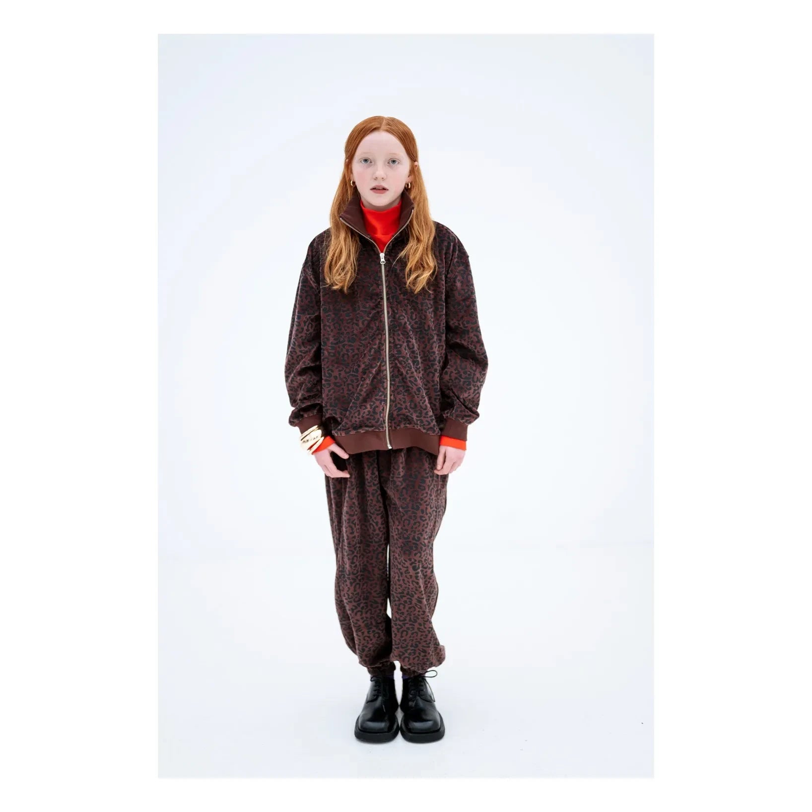 Repose AMS - Organik Pamuk Leopar Desenli Jogger Pantolon | Kahverengi