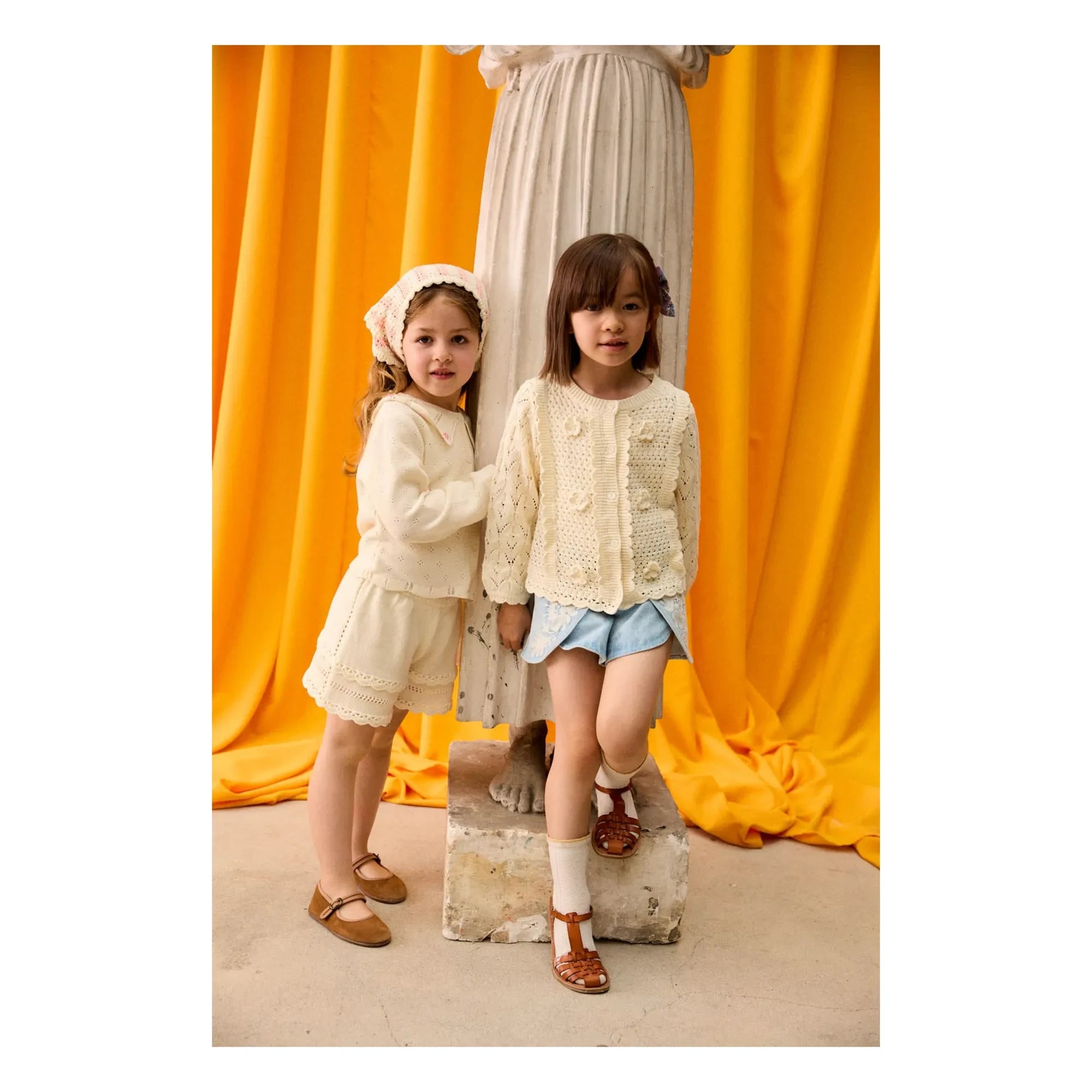 Louise Misha - Mekylane Checked Perforated Shorts | Cream
