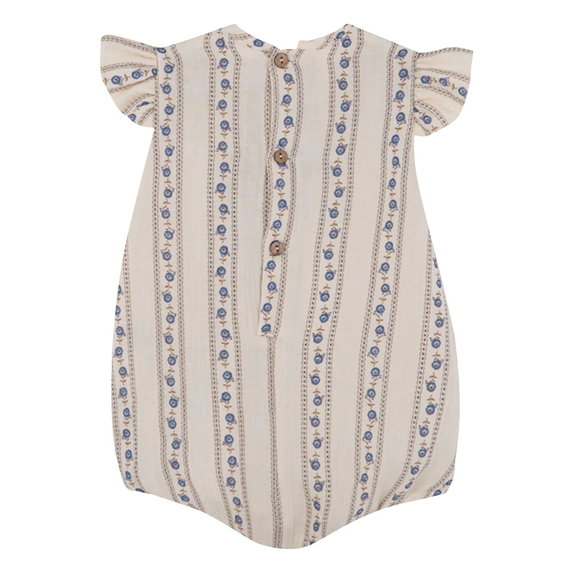 birinit - Ruffled jumpsuit Sariñena Flowers Organic Cotton | Ivory