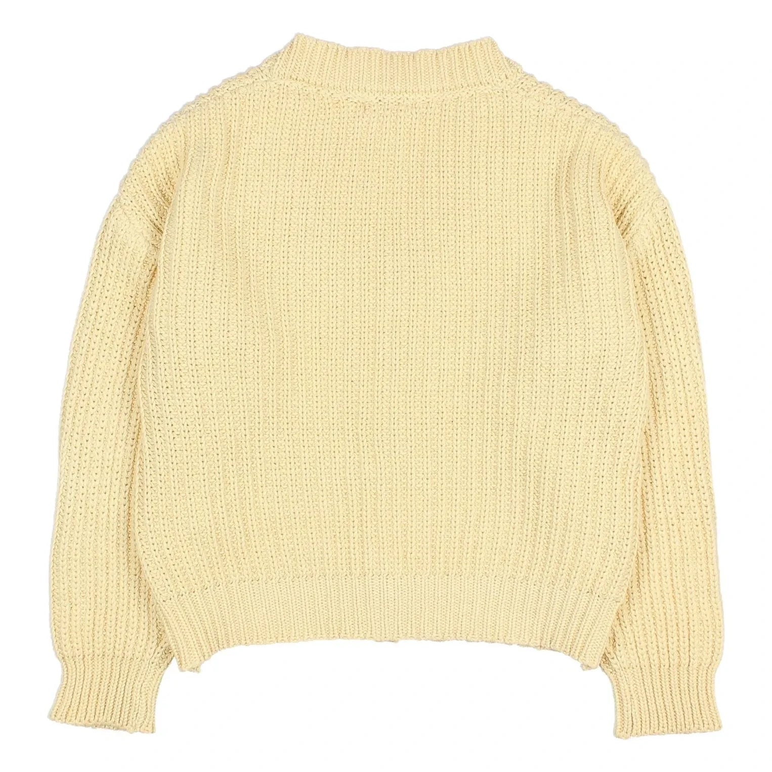 Owl - Organic cotton V-neck ribbed cardigan | Yellow