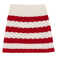 birinit - Pointelle Chili Striped Skirt | Red
