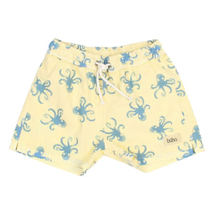 Búho - Organic Cotton Poplin Octopus Swimsuit Shorts | Yellow