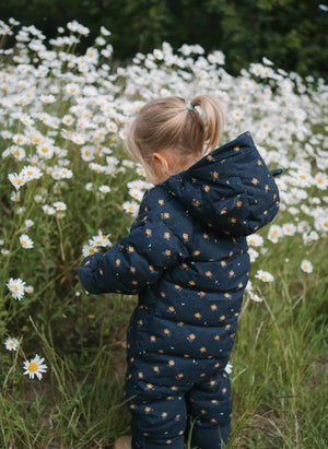 Töastie - Waterproof Flower Pattern Cloud Jacket | Dark Blue