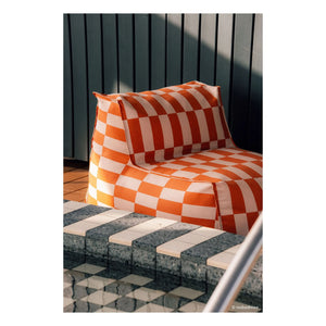 Nobodinoz - Matteo Tiles outdoor long pouf | Orange
