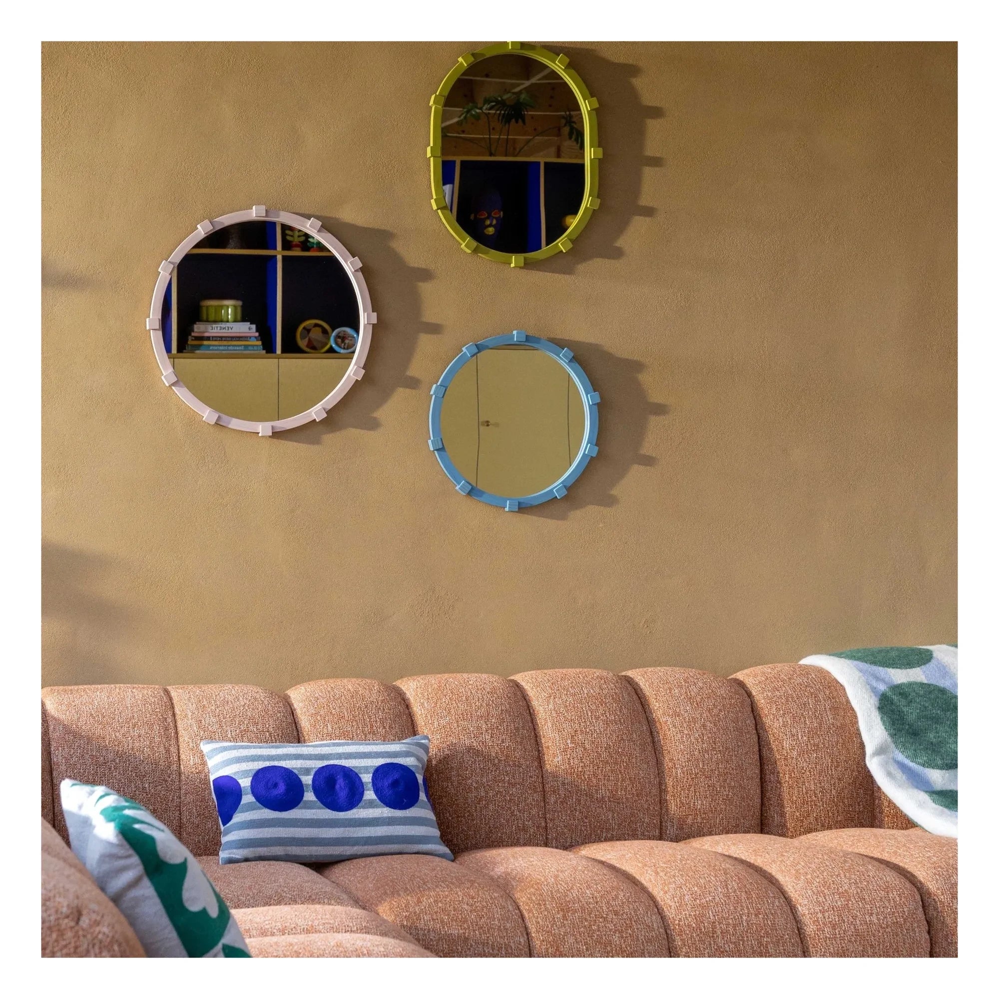 &Klevering - Chunk Round Mirror | Blue