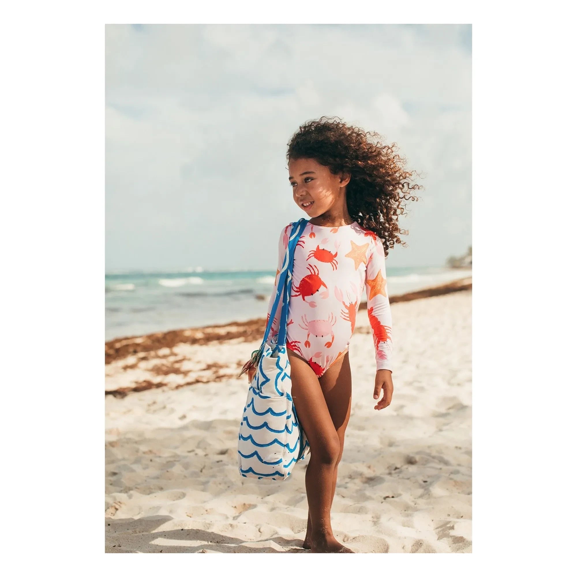 Pepita & Me - Sun Crustaceans Long Sleeve Swimsuit | Light Pink