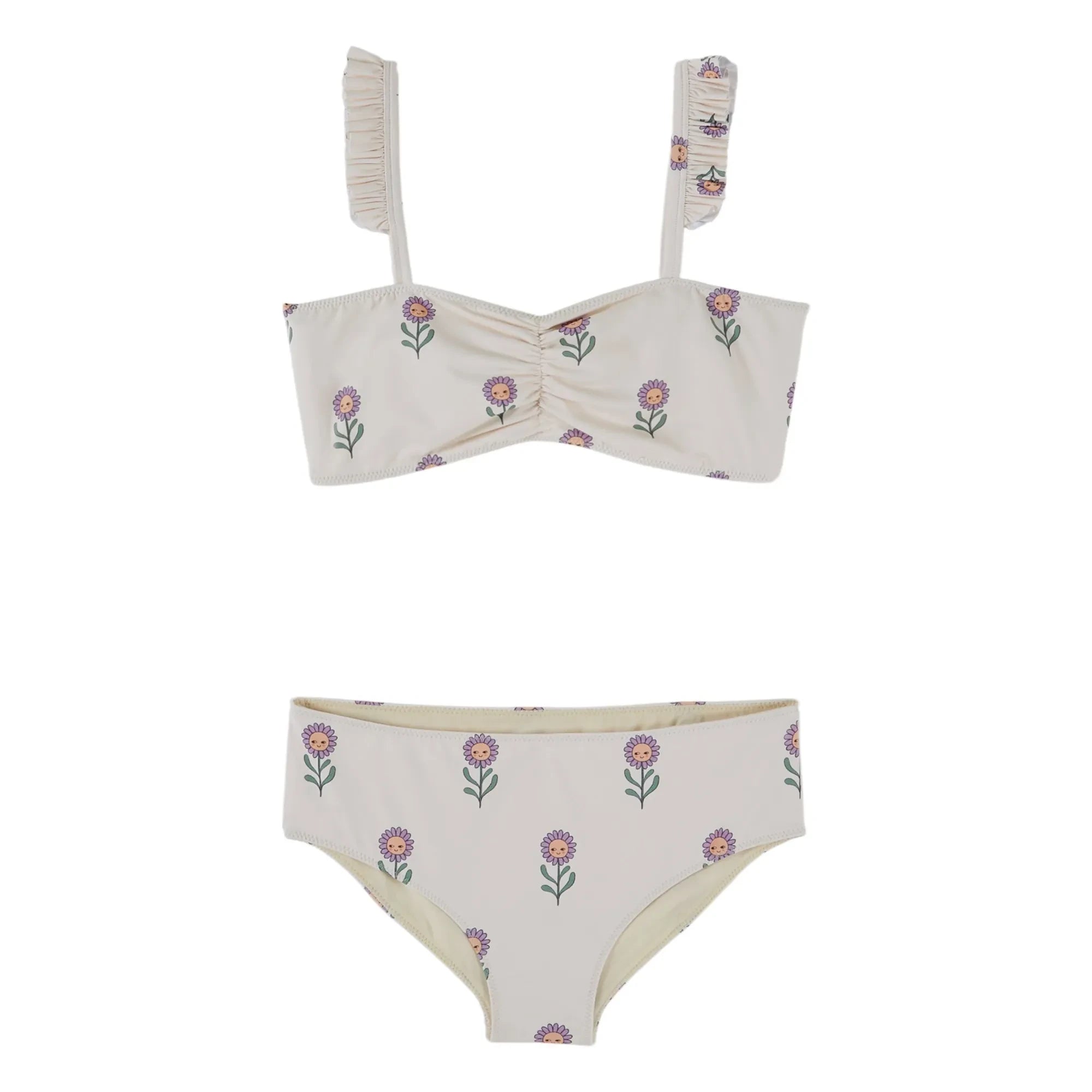Emile et Ida - Bandeau Flower Pattern Swimsuit | Cream