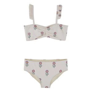 Emile et Ida - Bandeau Flower Pattern Swimsuit | Cream