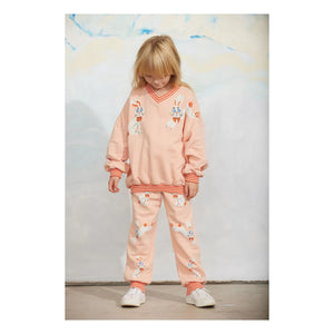 Mini Rodini - Yuvarlak yaka sweatshirt Rabbits Organik pamuk | Pembe