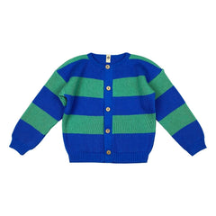 Bayiri - Striped Organic Cotton Snake Cardigan | Blue