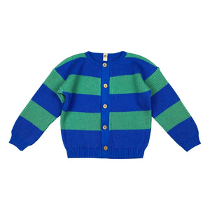Bayiri - Striped Organic Cotton Snake Cardigan | Blue