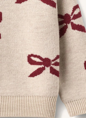 Wheat - Knotted Bow Sweater Merino Wool | Cream
