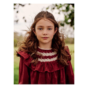 petite Amalie - Dantel Volan Yakalı Elbise | Kiraz kırmızısı