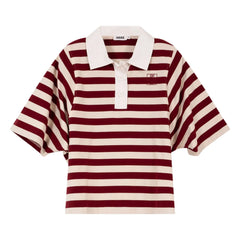 Indee - Striped polo T-shirt | Burgundy
