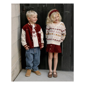 Rylee + Cru - Velvet Varsity Bomber Jacket | Burgundy
