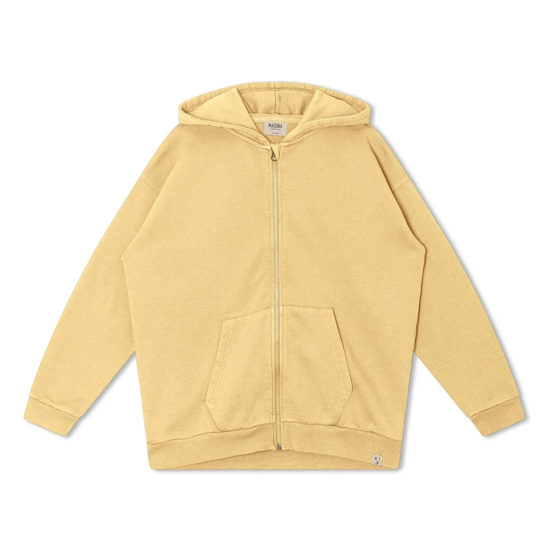 Matona - Organic cotton hooded zip-up sweatshirt | Pale yellow