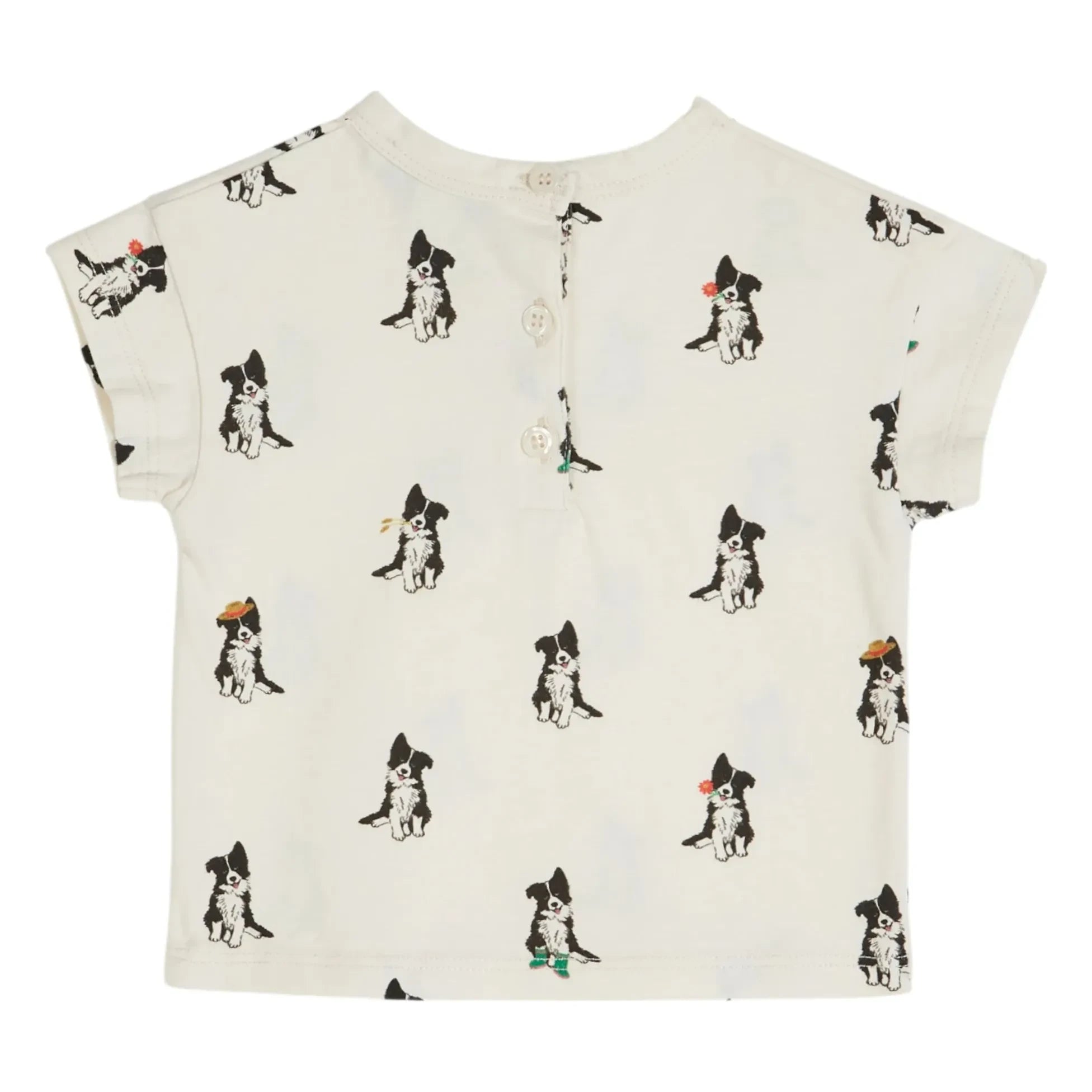 Emile et Ida - Border Collie Organic Cotton T-Shirt | Cream